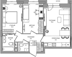 3-к квартира, вторичка, 61м2, 5/10 этаж
