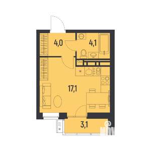 1-к квартира, вторичка, 27м2, 10/12 этаж