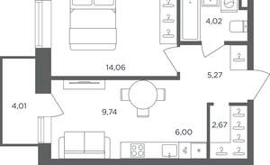 1-к квартира, вторичка, 43м2, 5/10 этаж