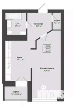 1-к квартира, вторичка, 47м2, 10/25 этаж