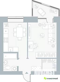 1-к квартира, вторичка, 40м2, 3/5 этаж